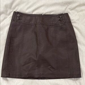 Free People Faux Brown Leather Skirt (4)
